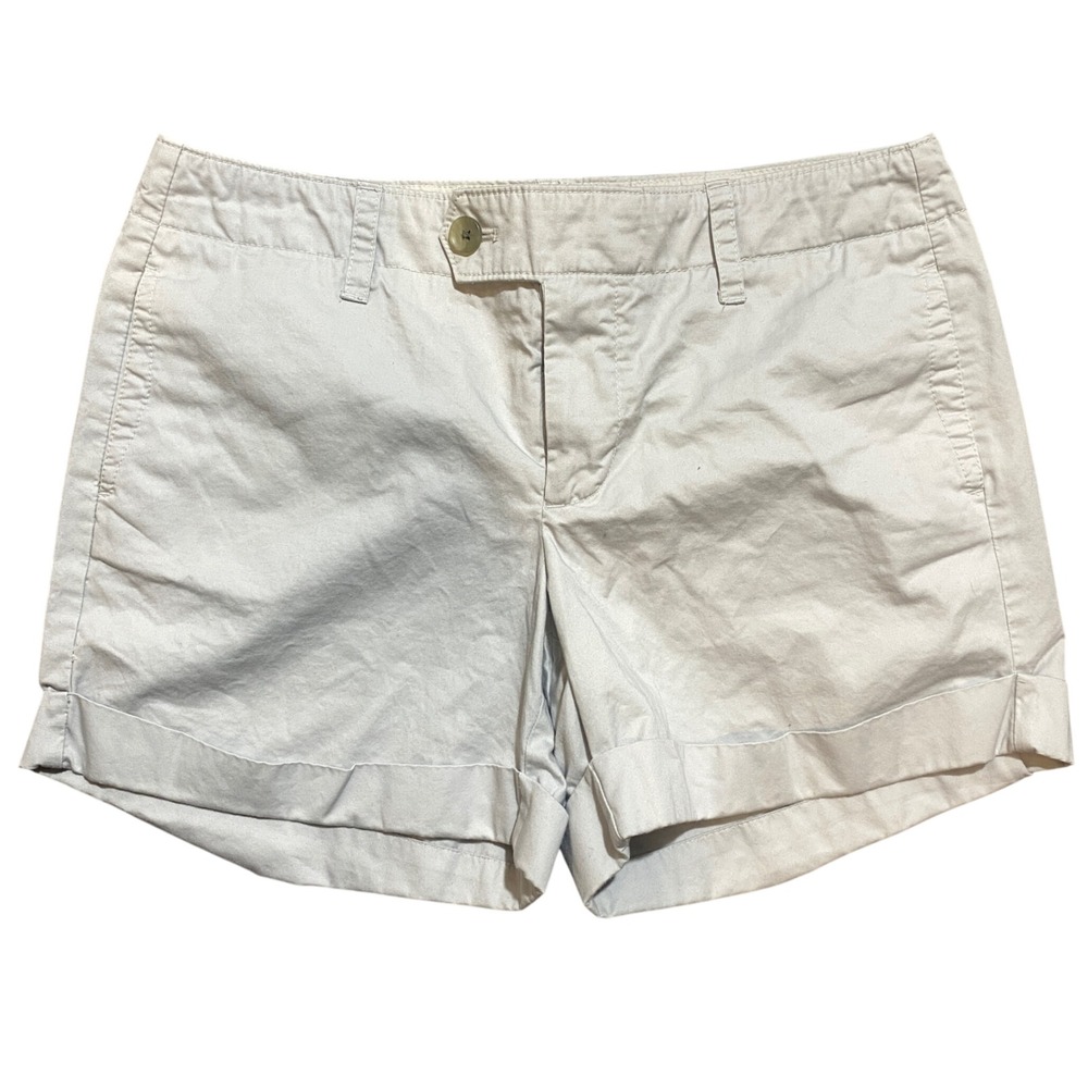 GAP Womens Light Khaki Cuffed Chino Shorts Size 8‎ Mid Rise 498479-00-1 Stone